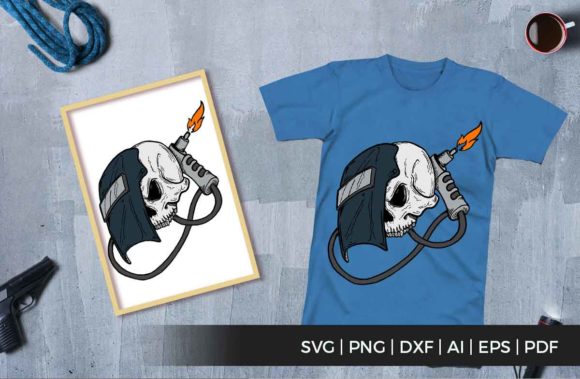 Masked Welder Skull: A Bold Graphic for T-Shirt Designs