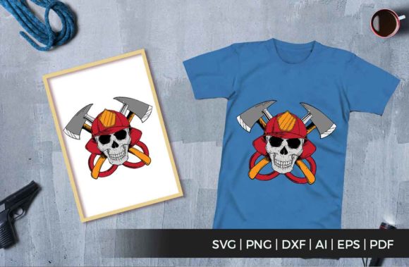 Skull Firefighter: A Bold Addition to T-Shirt Designs & Graphics
