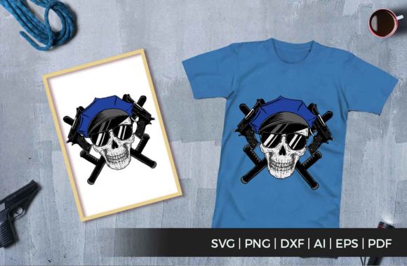 Skull Police and Gun: Bold Graphics for T-Shirt Designs